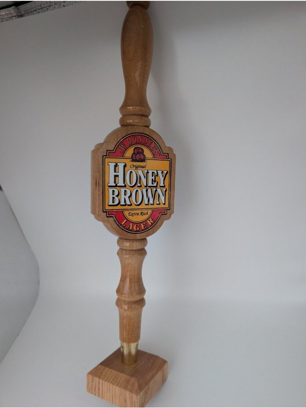 JW Dundee's Honey Brown Tap Handle Wood Tone 11" Lager Bar Decor